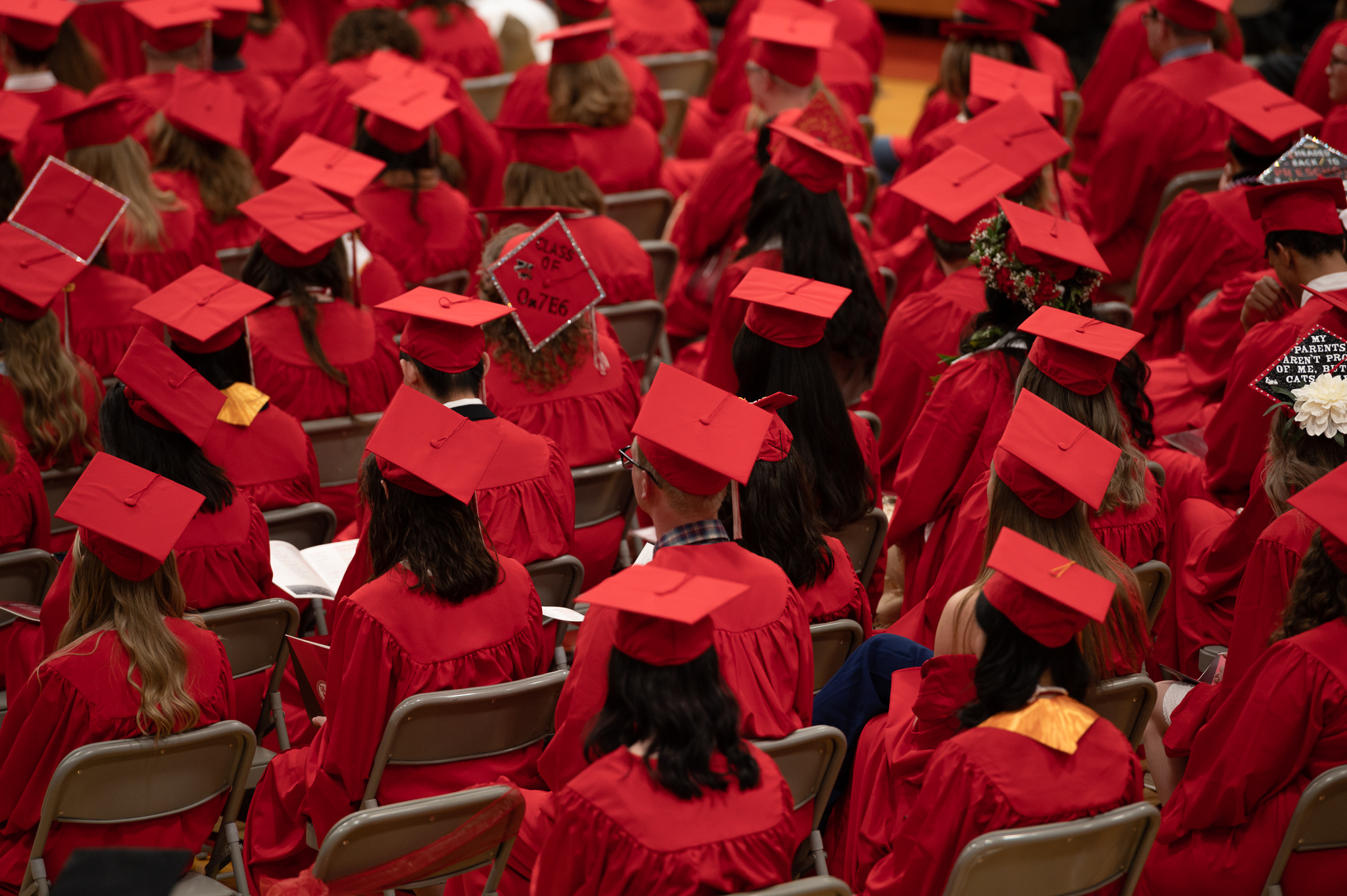 Students sitting during the graduation ceremony 