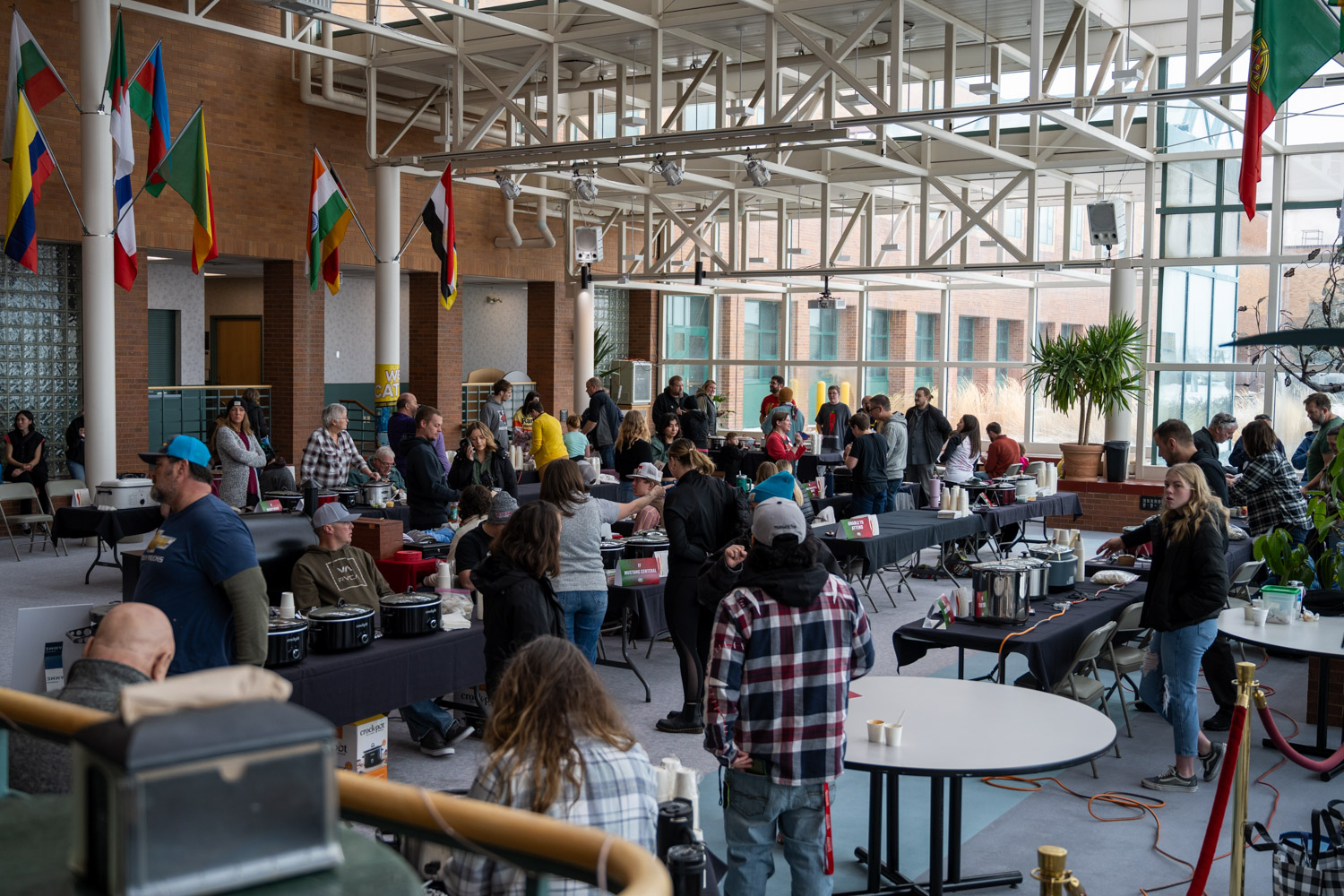 Crowd Forming in Atrium at Chili Cook-Off