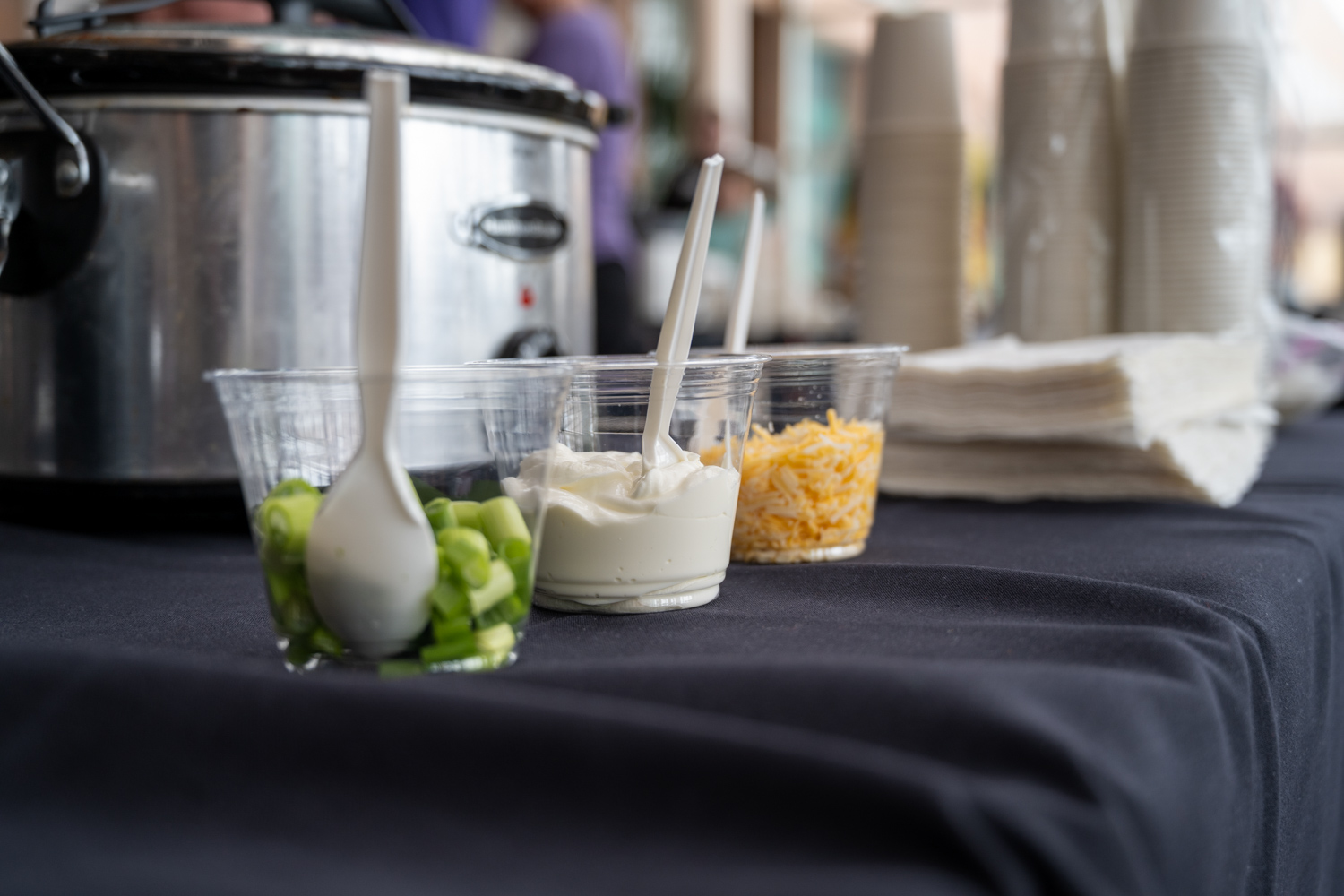 Cups with Green Onions, Sour Cream and Cheese