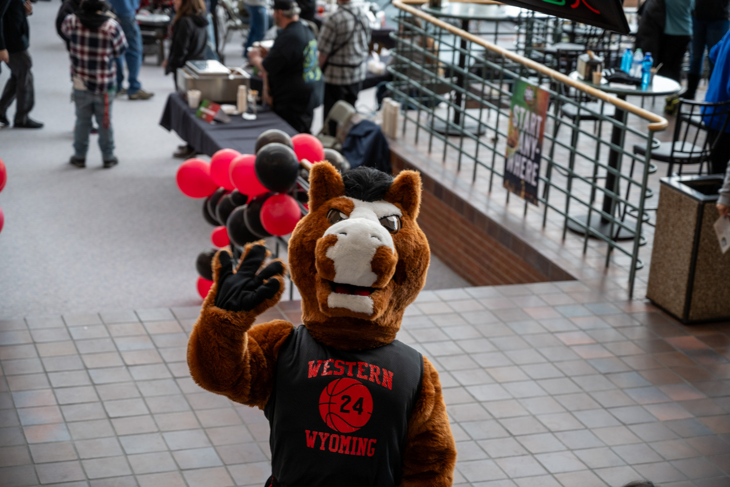 Maverick the Mascot Waving at the Camera