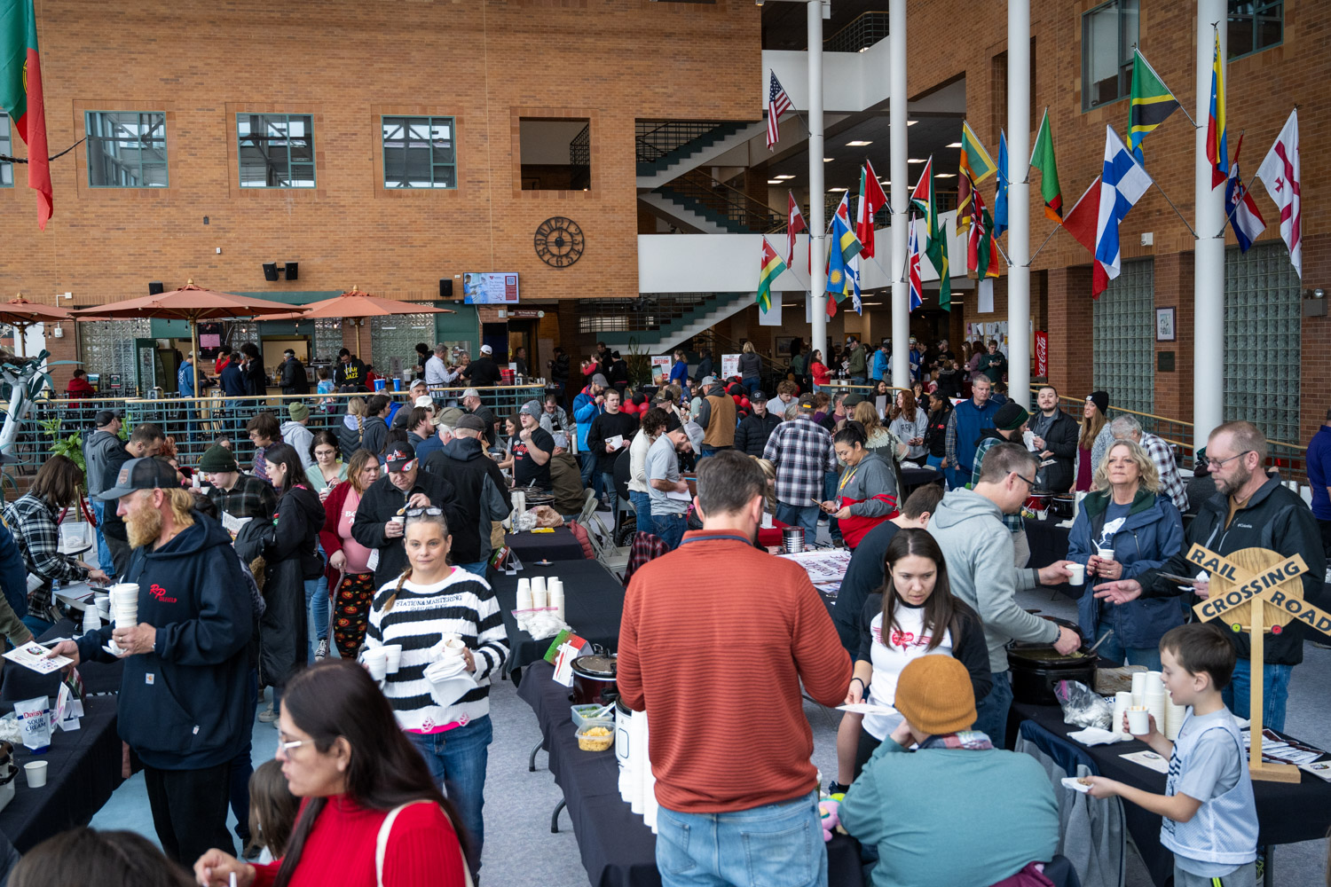 Crowd in Atrium at Chili Cook-Off 